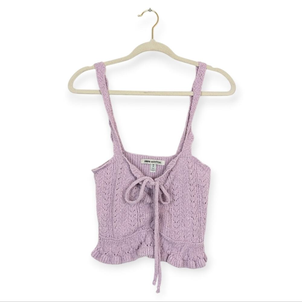Urban Outfitters Lilac Carmella Ruffle Knit Tank Top